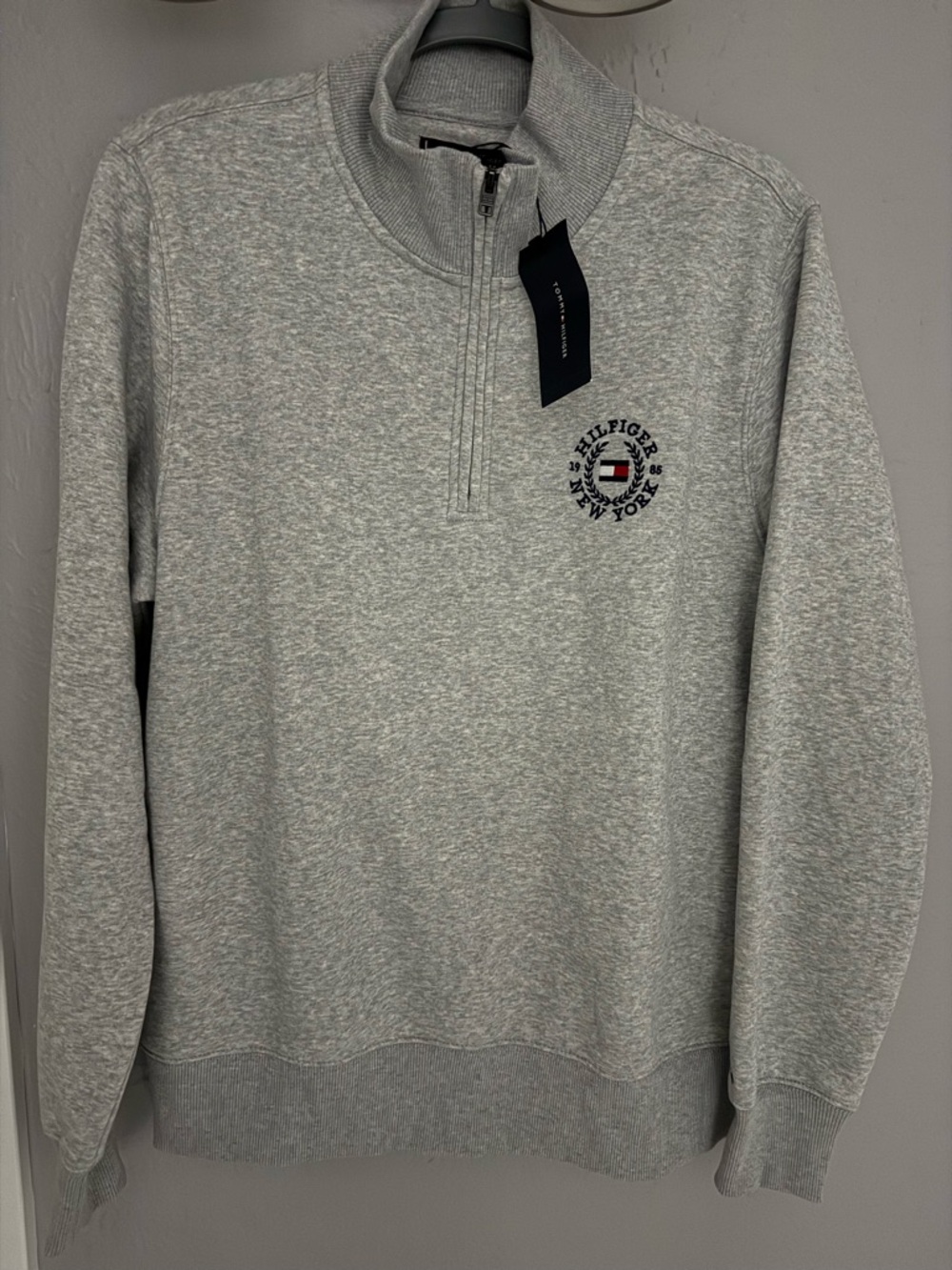 Tommy Hilfiger Men’s Heather Gray Half-Zip Sweatshirt